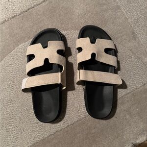 Men's off white Sueded Slide Sandals